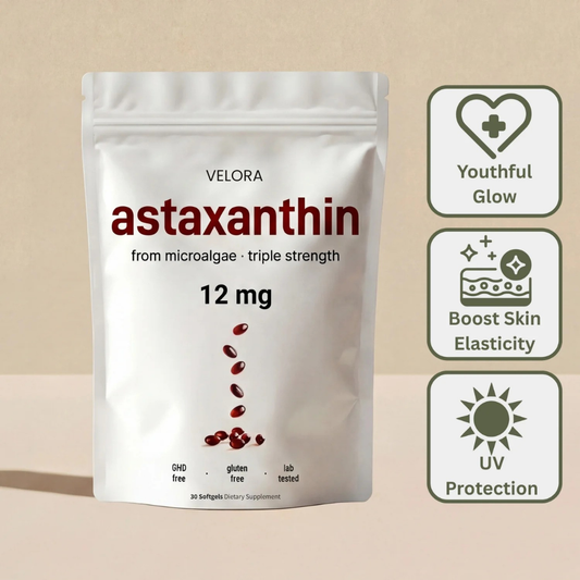 Velora Astaxanthin Elixir — 12mg Daily Antioxidant for Glowing, Resilient Skin