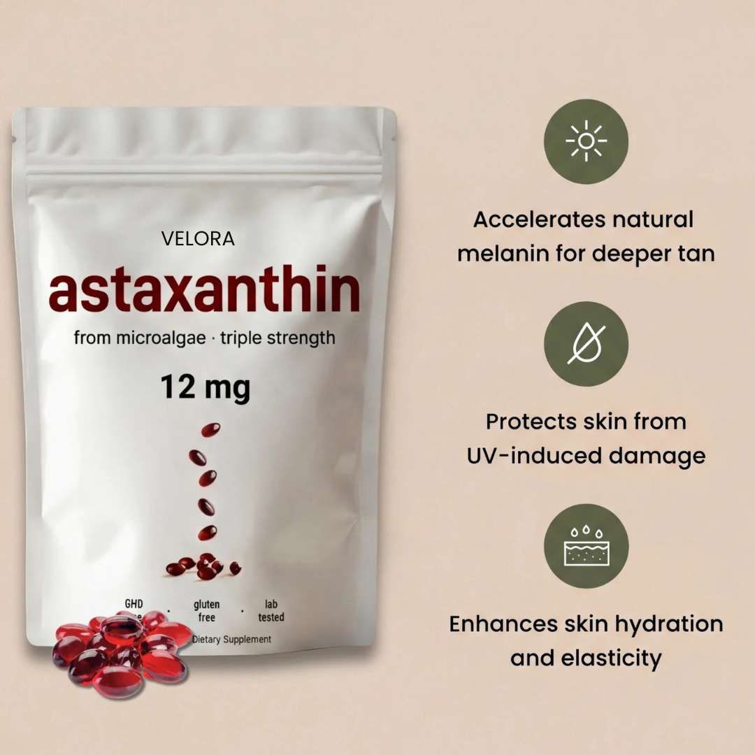 Velora Astaxanthin Elixir — 12mg Daily Antioxidant for Glowing, Resilient Skin