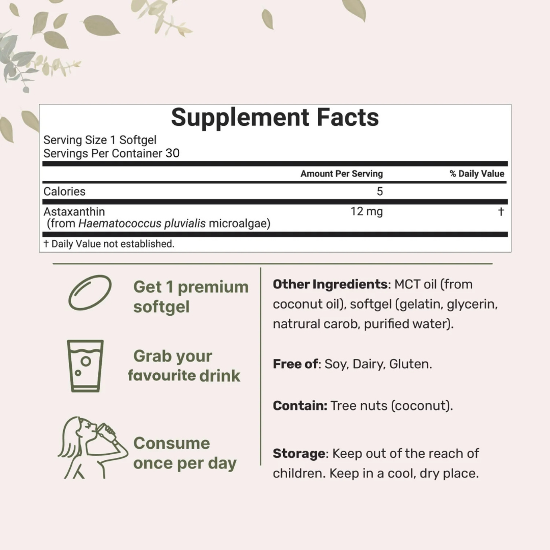 Velora Astaxanthin Elixir — 12mg Daily Antioxidant for Glowing, Resilient Skin