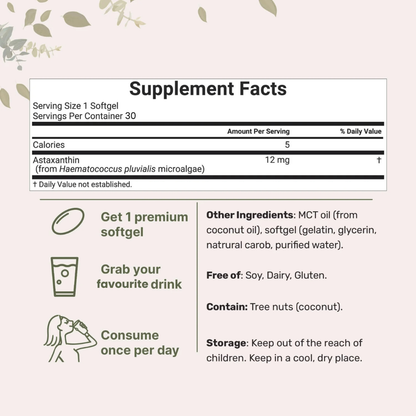 Velora Astaxanthin Elixir — 12mg Daily Antioxidant for Glowing, Resilient Skin